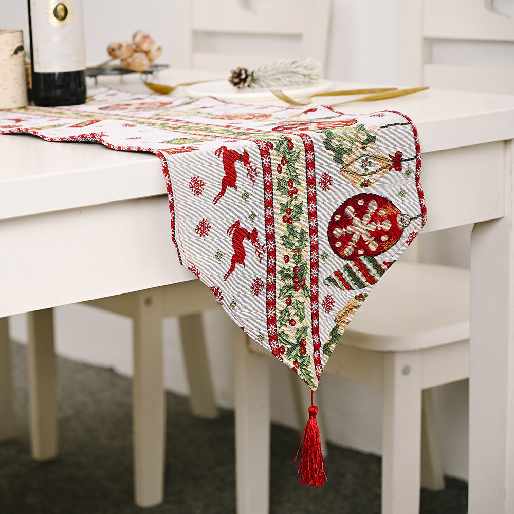 Holiday-Themed Table Runner – Christmas Dining or Party Decoration