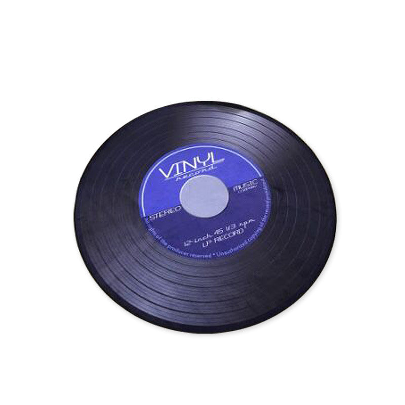 Vintage Vinyl-Inspired Round Rug – Decorative Dining Area Mat
