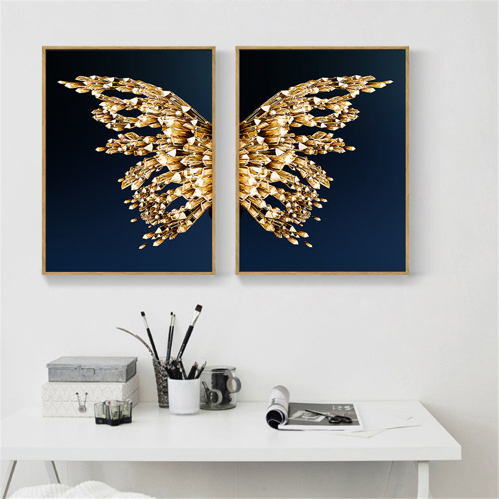 Golden Butterfly Wings – Diamond Painting Set (Black Background, Crystal Embroidery Art)