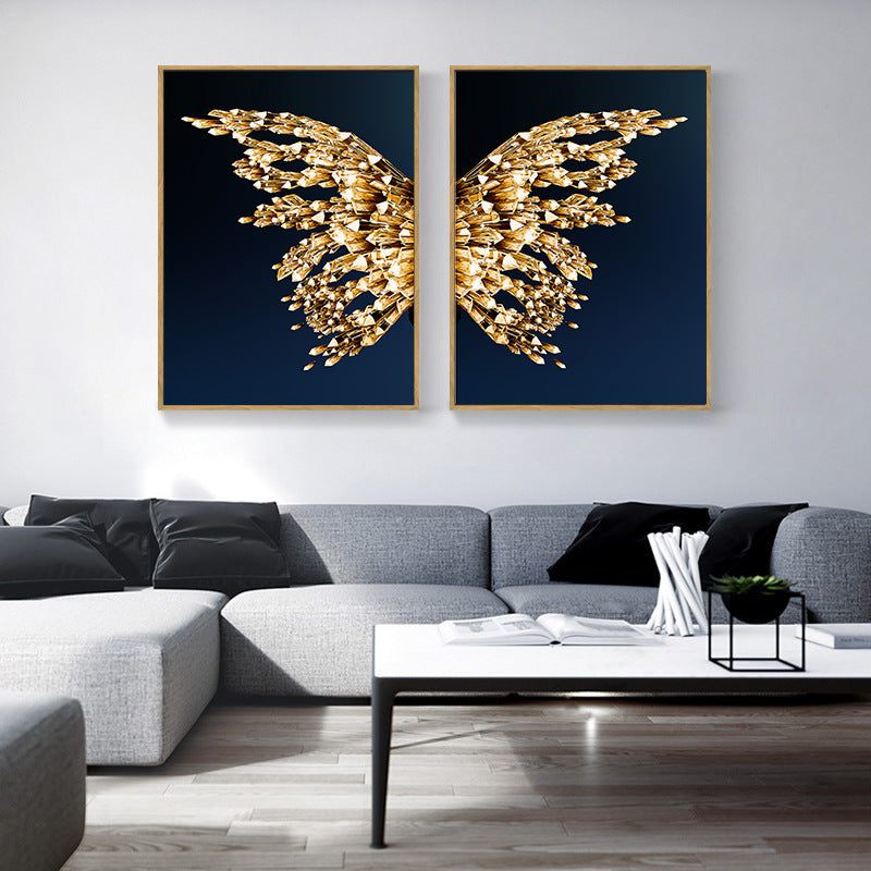Golden Butterfly Wings – Diamond Painting Set (Black Background, Crystal Embroidery Art)