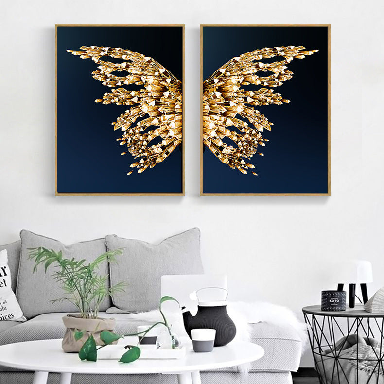 Golden Butterfly Wings – Diamond Painting Set (Black Background, Crystal Embroidery Art)