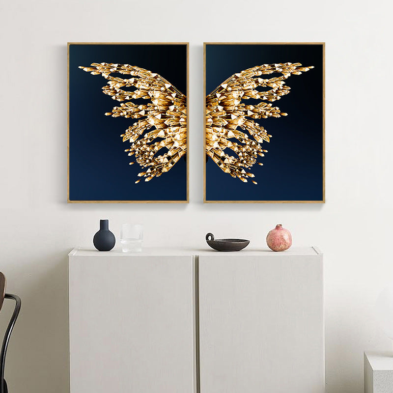 Golden Butterfly Wings – Diamond Painting Set (Black Background, Crystal Embroidery Art)