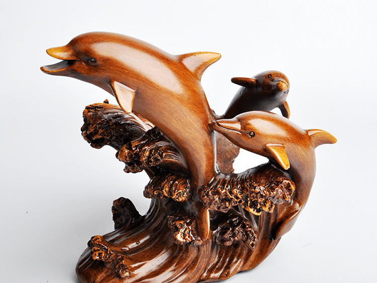 Resin Dolphin Wine Rack – European-Style Bronze Look Home Decor