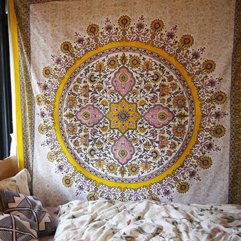 Boho Beach Tapestry – Quick-Dry Polyester Fabric for Beach, Wall, or Picnic Use