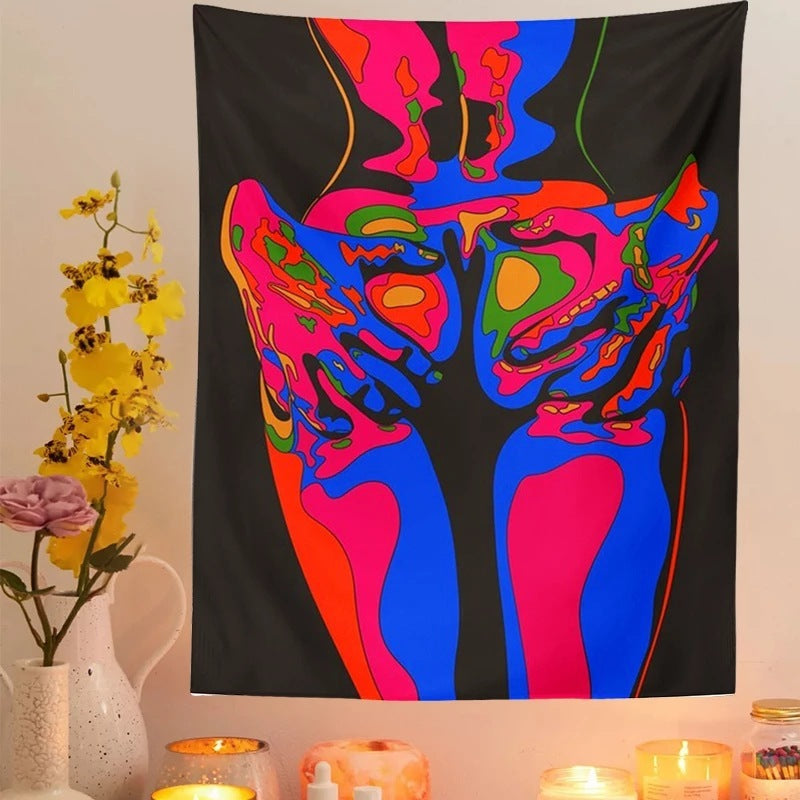 Psychedelic Rock Tapestry – Bold Color Wall Art Hanging Cloth