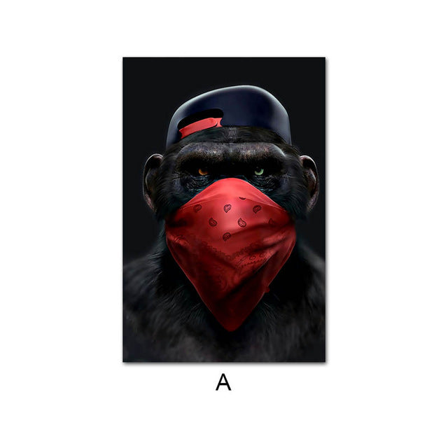 Modern Gorilla Canvas Wall Art – Frameless Fashion Poster Print