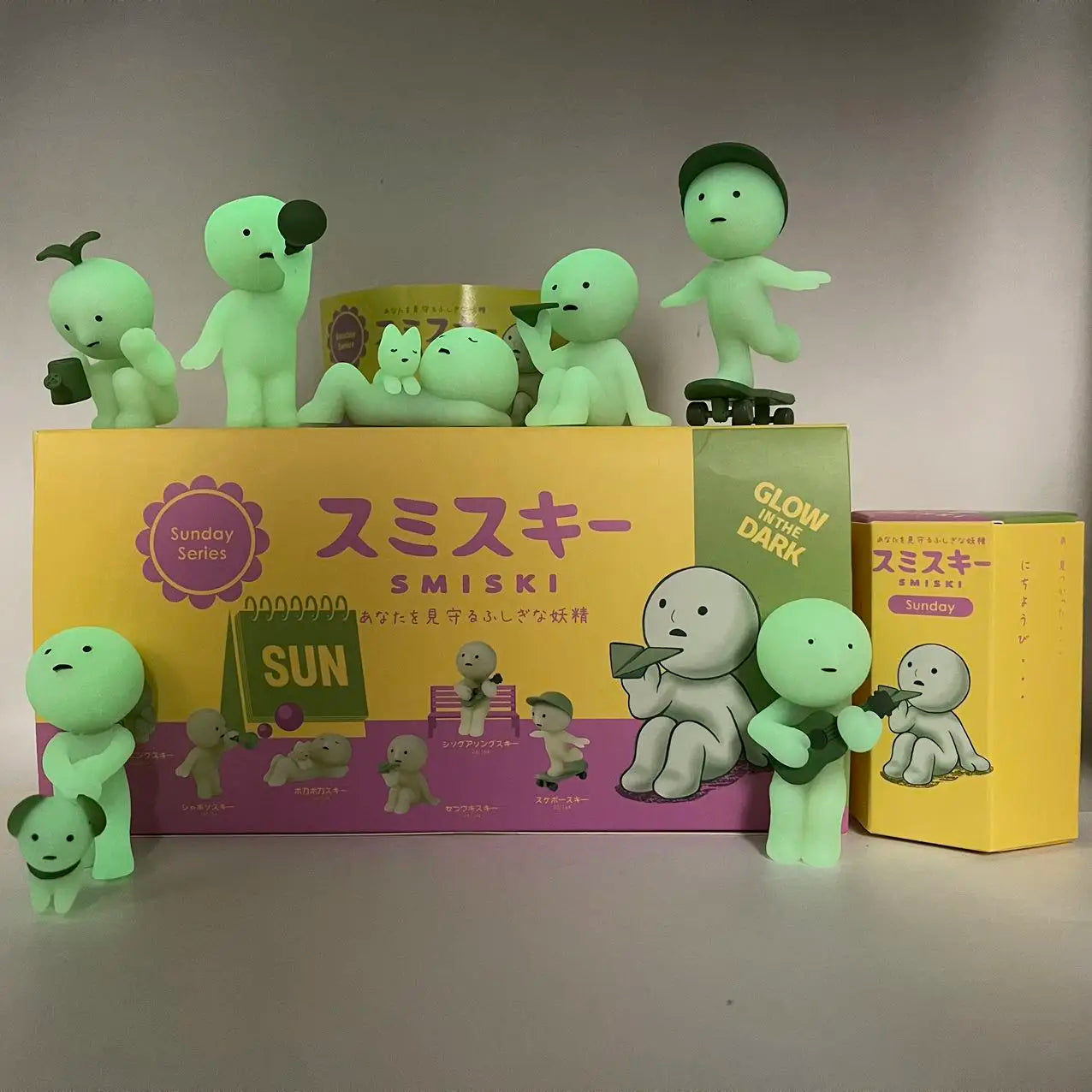 Smiski Sunday Series Blind Box Anime Figure Glow In The Dark Model Doll Desktop Ornament Collection Decor Toys Birthday Gift