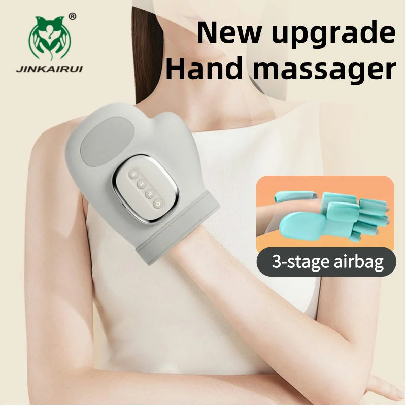 Electric Hand Massager with Airbag Compression Warm Heating Cordless Glove Massager Application for Palm Finger Relaxation Gift