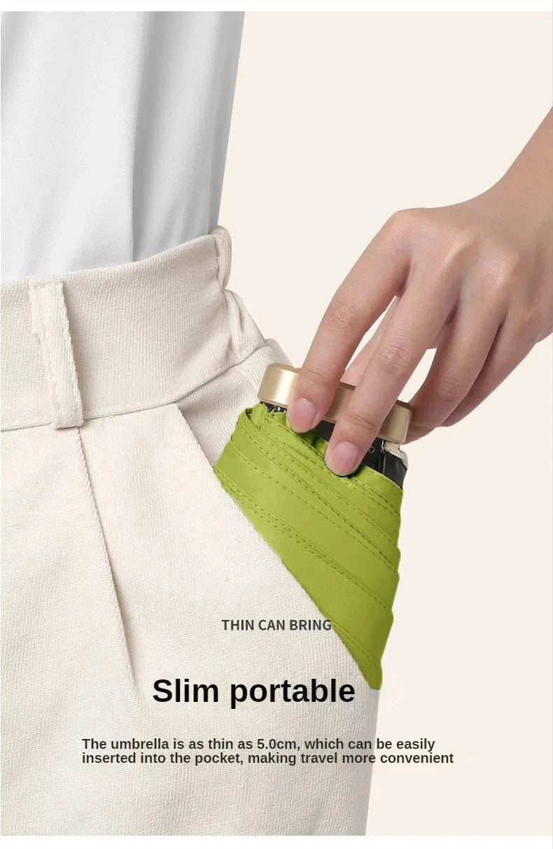 Mini Sun Umbrella Pocket Rain Umbrella Vinyl Folding UV Ultraviolet Protection Sun Shade Pocket Parasol Capsule
