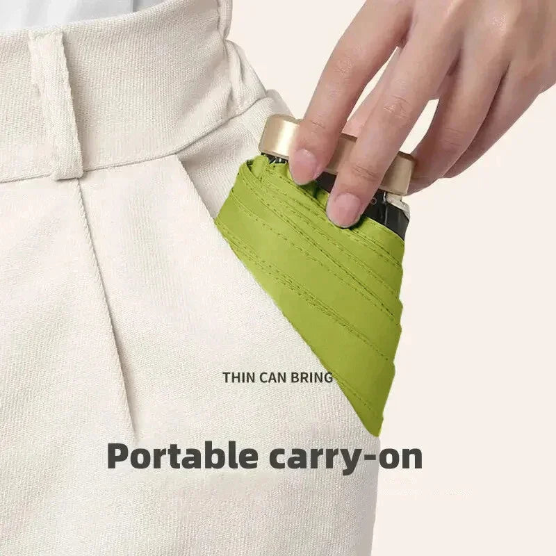 Mini Sun Umbrella Pocket Rain Umbrella Vinyl Folding UV Ultraviolet Protection Sun Shade Pocket Parasol Capsule
