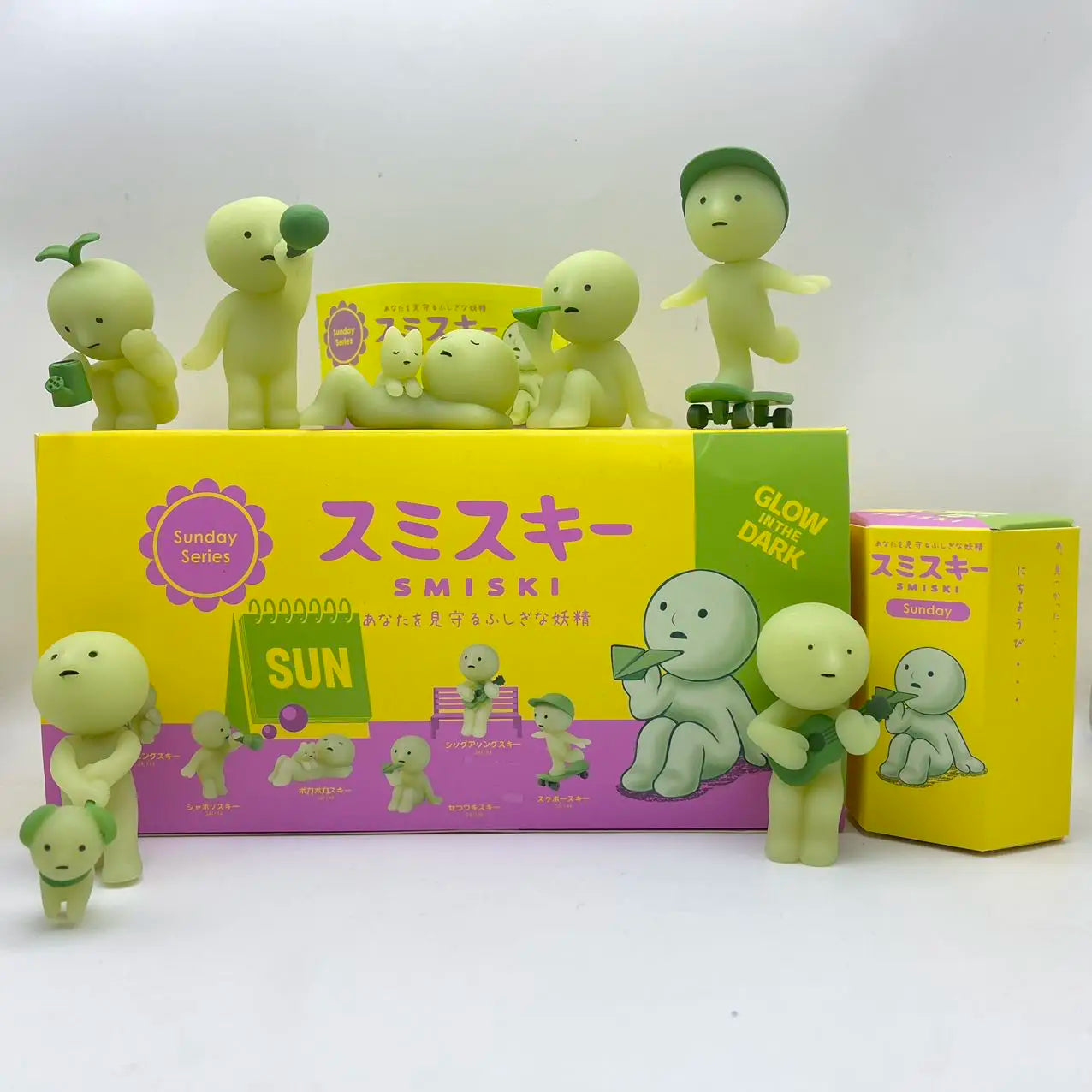 Smiski Sunday Series Blind Box Anime Figure Glow In The Dark Model Doll Desktop Ornament Collection Decor Toys Birthday Gift