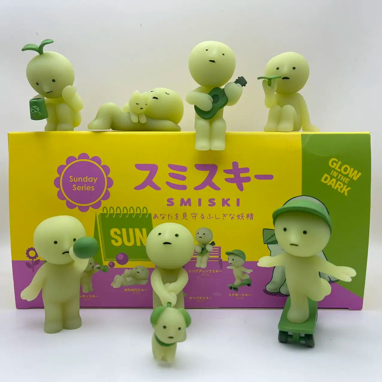 Smiski Sunday Series Blind Box Anime Figure Glow In The Dark Model Doll Desktop Ornament Collection Decor Toys Birthday Gift