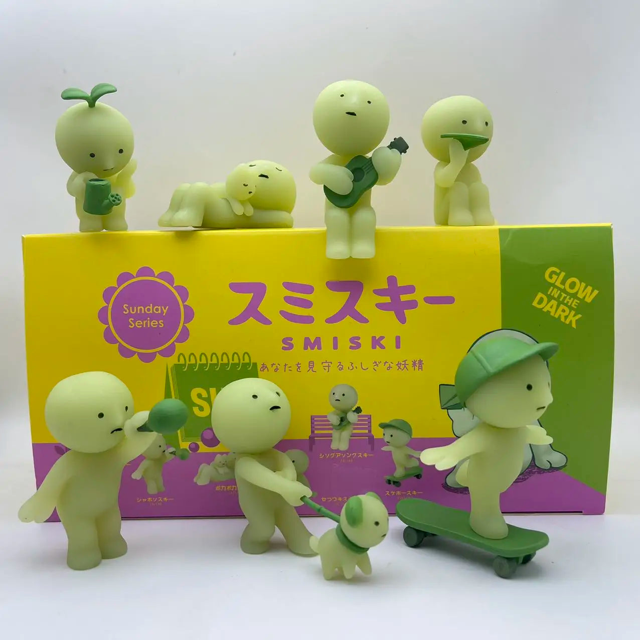 Smiski Sunday Series Blind Box Anime Figure Glow In The Dark Model Doll Desktop Ornament Collection Decor Toys Birthday Gift