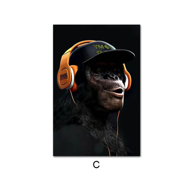 Modern Gorilla Canvas Wall Art – Frameless Fashion Poster Print