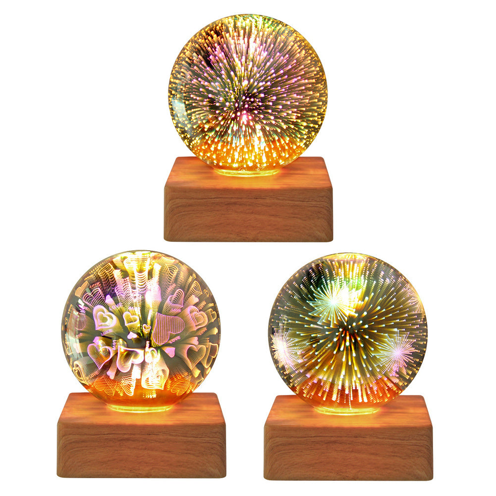 USB 3D Firework Crystals Ball Night Light Plug In Romantic Star LED Night Light Christmas Lights Christmas Home Decorations