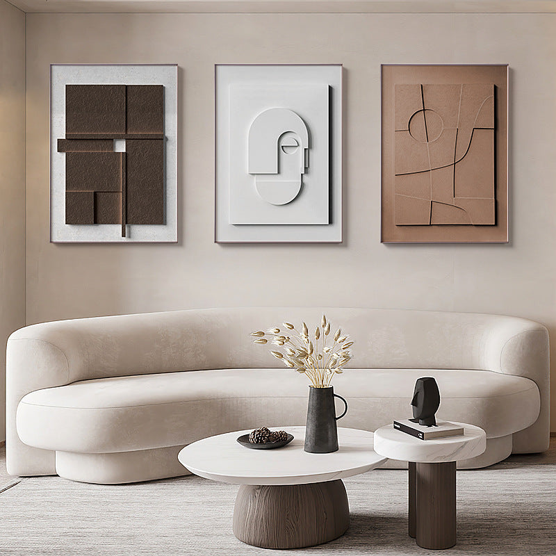 3D Abstract Geometric Canvas Wall Art – Morandi Color Frameless Painting