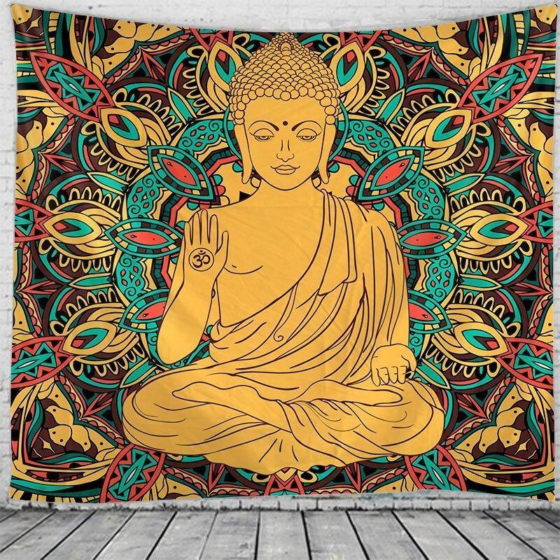 Retro Buddha Art Tapestry – Sacred Meditation Wall Hanging