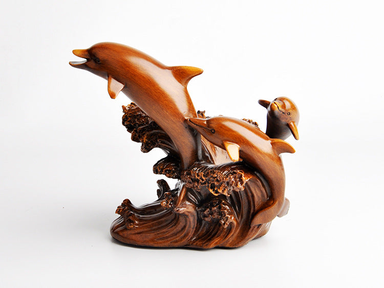 Resin Dolphin Wine Rack – European-Style Bronze Look Home Decor