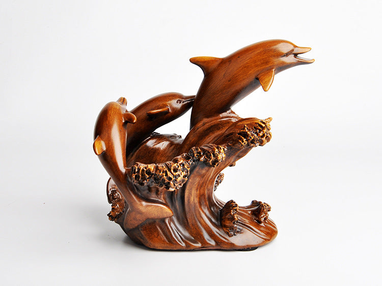 Resin Dolphin Wine Rack – European-Style Bronze Look Home Decor