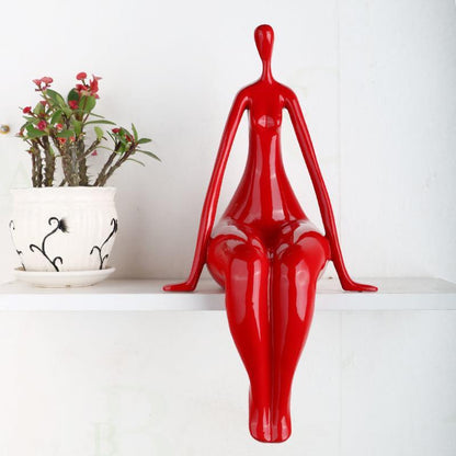 Creative Resin Sculpture – Red Abstract Home Décor Accent for Living Room Display