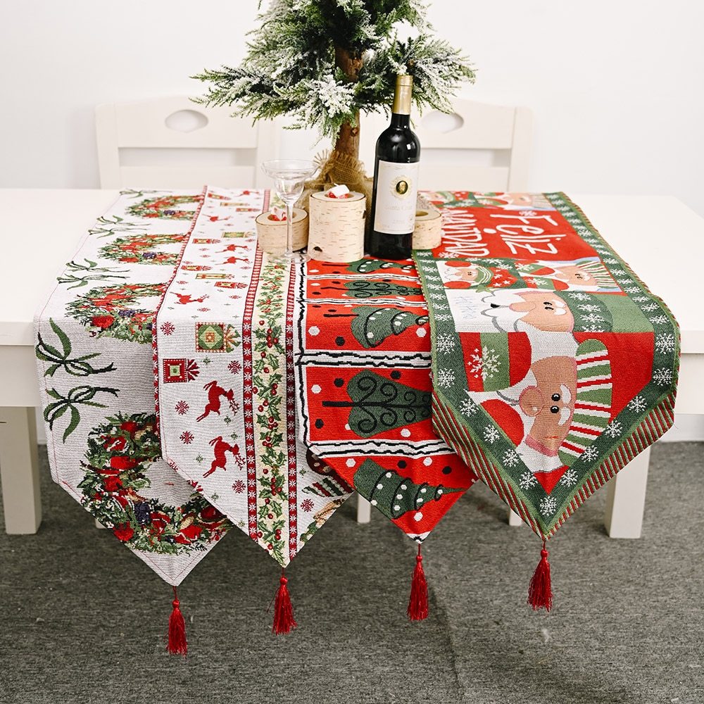 Holiday-Themed Table Runner – Christmas Dining or Party Decoration