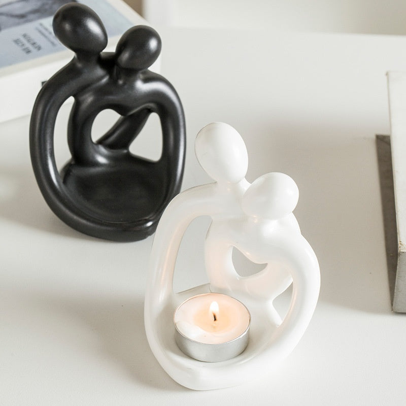 Modern Ceramic Candle Holders – Romantic Couple Figurine Decor for Home Ambience