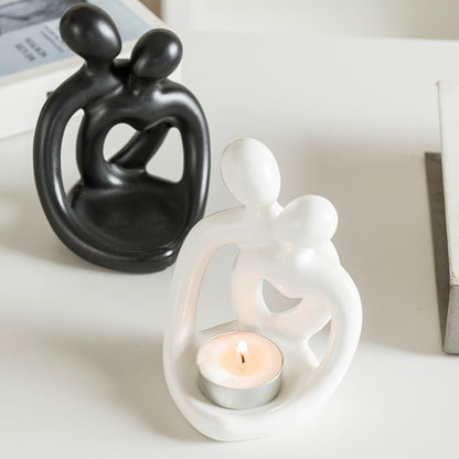 Modern Ceramic Candle Holders – Romantic Couple Figurine Decor for Home Ambience