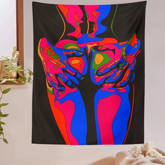 Psychedelic Rock Tapestry – Bold Color Wall Art Hanging Cloth