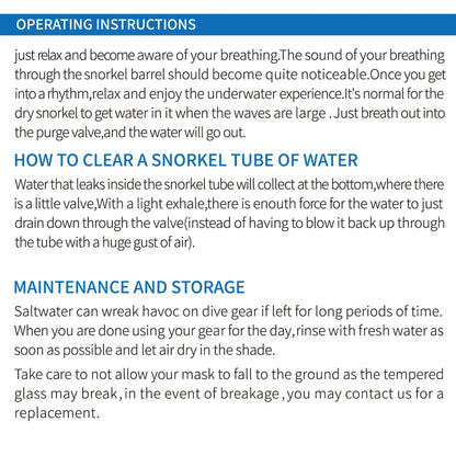 Scuba Diving Mask Snorkel Set For Adults Tempered Glass Professional Panoramic Snorkeling Gear Swimming Training Snorkel Kit