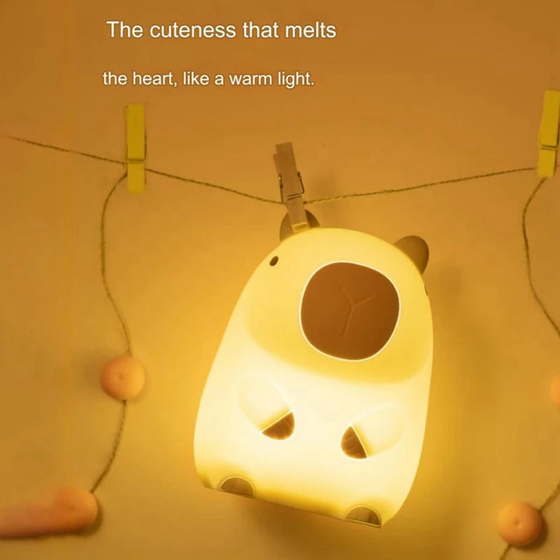 Cute Cartoon Capybara Night Light Battery Dimming Sleep Night Lamp for Children's Room Decor