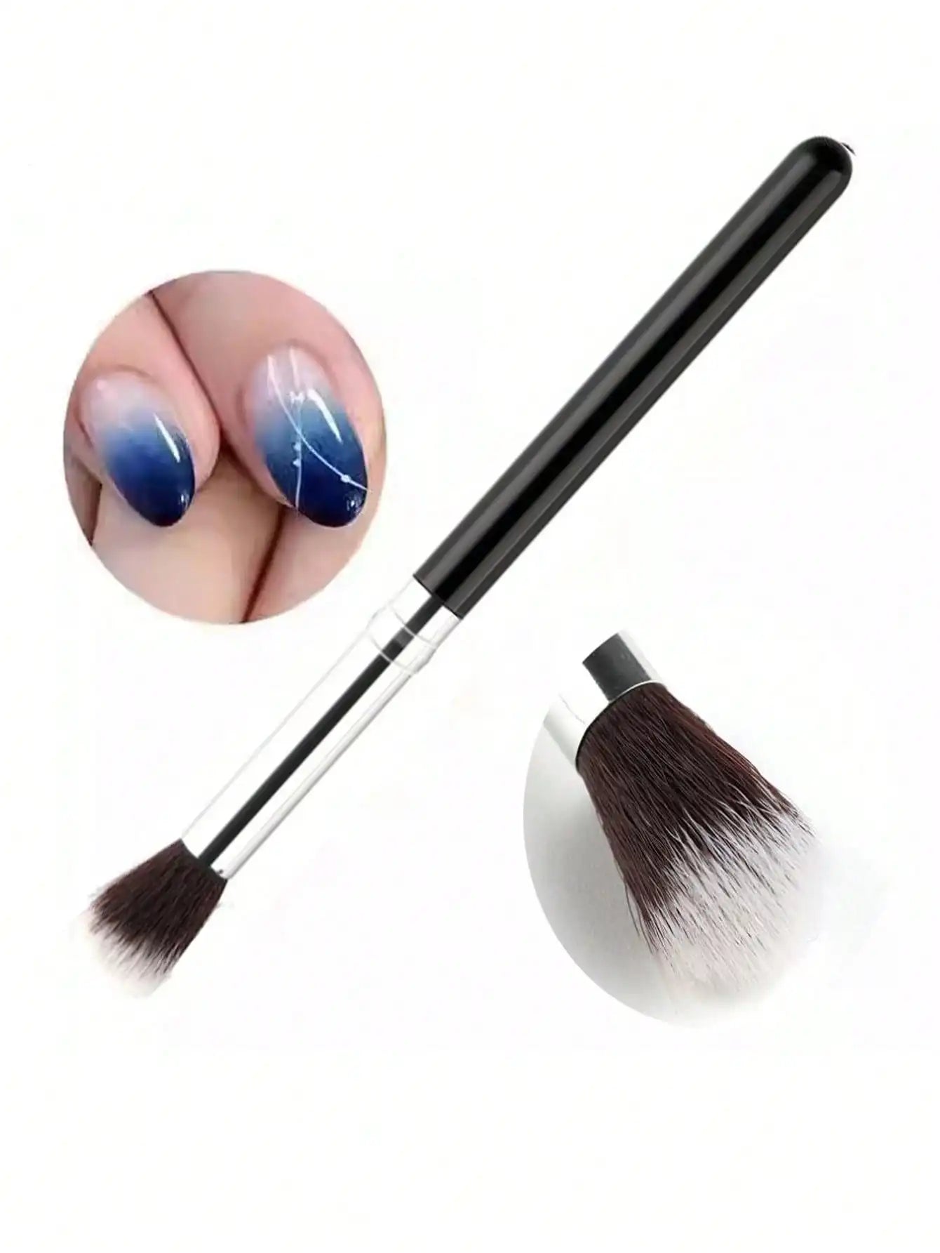 2Pcs Ombre Nail Art Brush Set Eye Shadow Foundation Blush Makeup Brushes Round Handle Artificial Fiber Cosmetic Manicure Tools