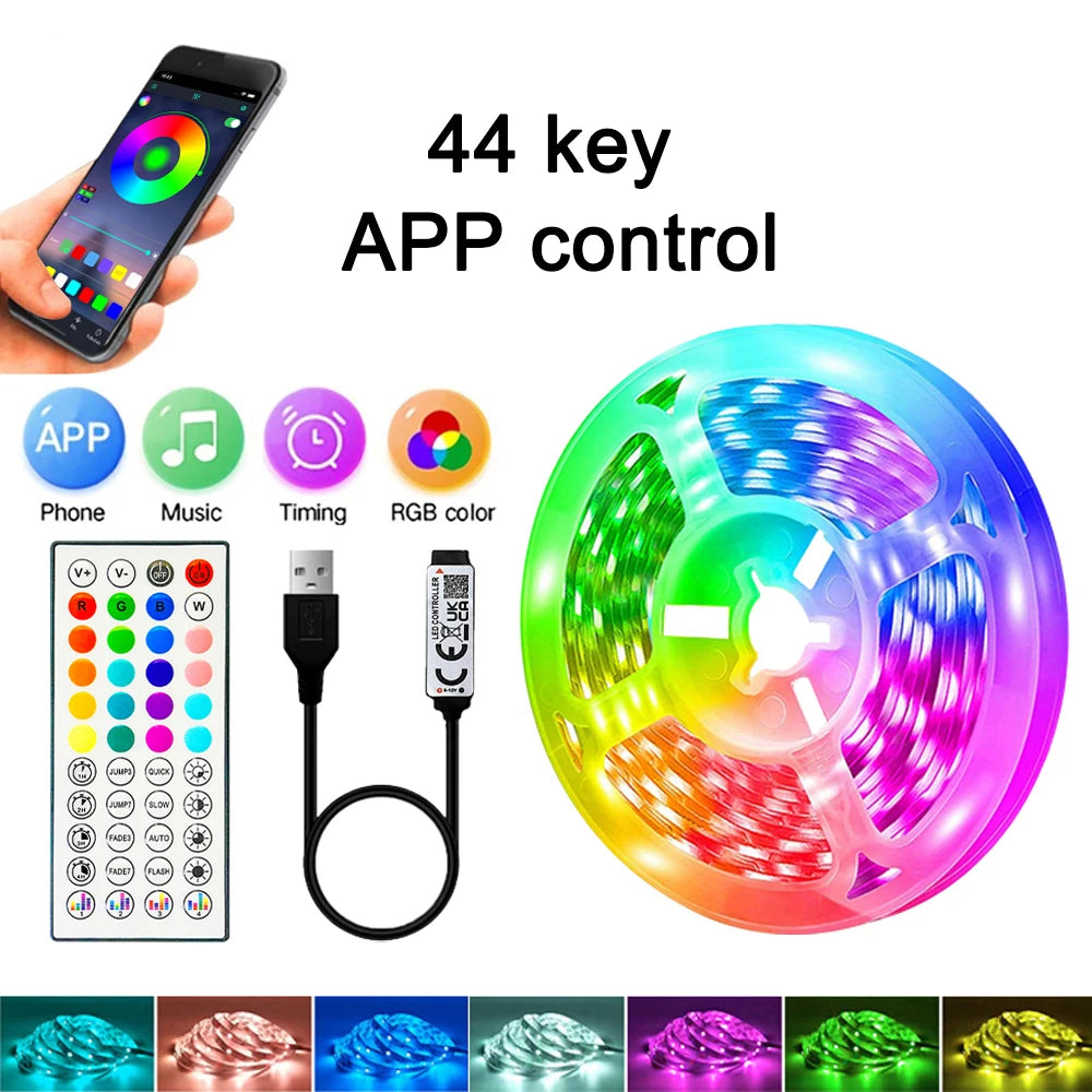 40M/131Ft Led Strip Lights APP 44Keys Music Sync Remote Control USB 5V RGB Flexible Tape for Room Decoration TV Backlight Diode