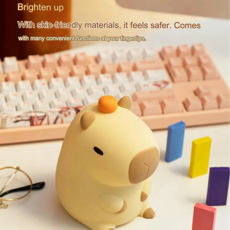Cute Cartoon Capybara Night Light Battery Dimming Sleep Night Lamp for Children's Room Decor