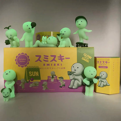 Smiski Sunday Series Blind Box Anime Figure Glow In The Dark Model Doll Desktop Ornament Collection Decor Toys Birthday Gift