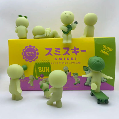 Smiski Sunday Series Blind Box Anime Figure Glow In The Dark Model Doll Desktop Ornament Collection Decor Toys Birthday Gift
