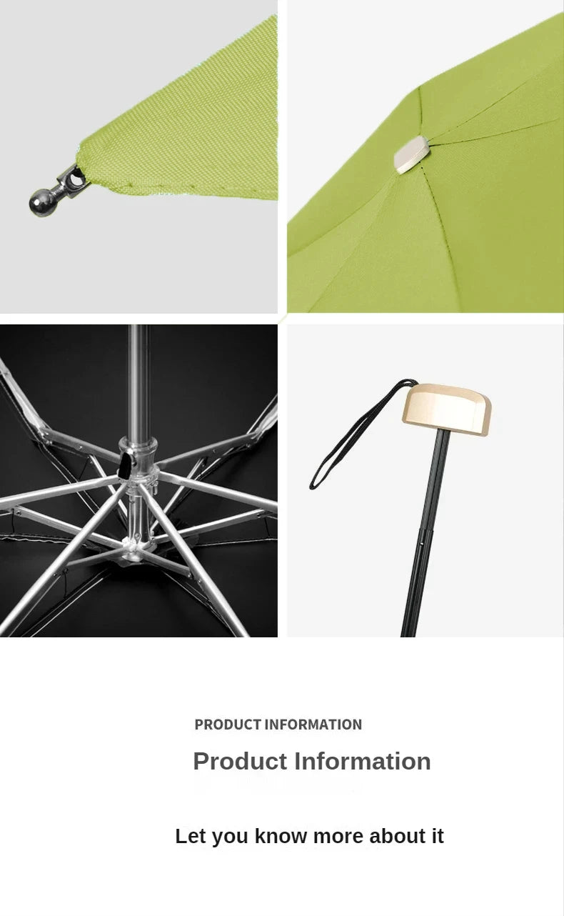 Mini Sun Umbrella Pocket Rain Umbrella Vinyl Folding UV Ultraviolet Protection Sun Shade Pocket Parasol Capsule