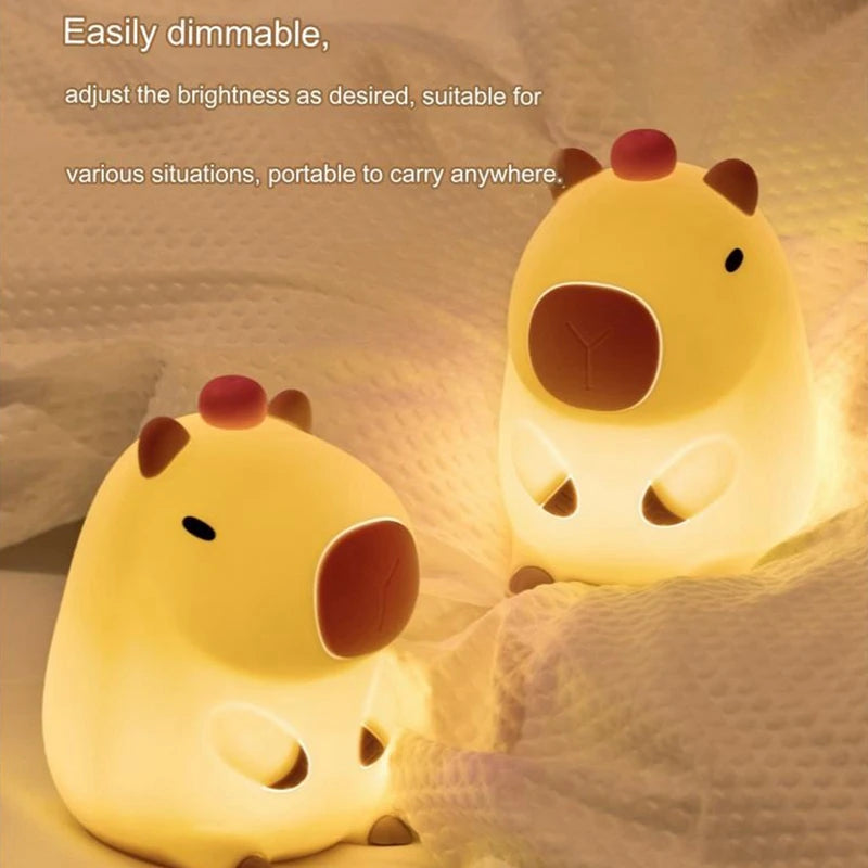 Cute Cartoon Capybara Night Light Battery Dimming Sleep Night Lamp for Children's Room Decor