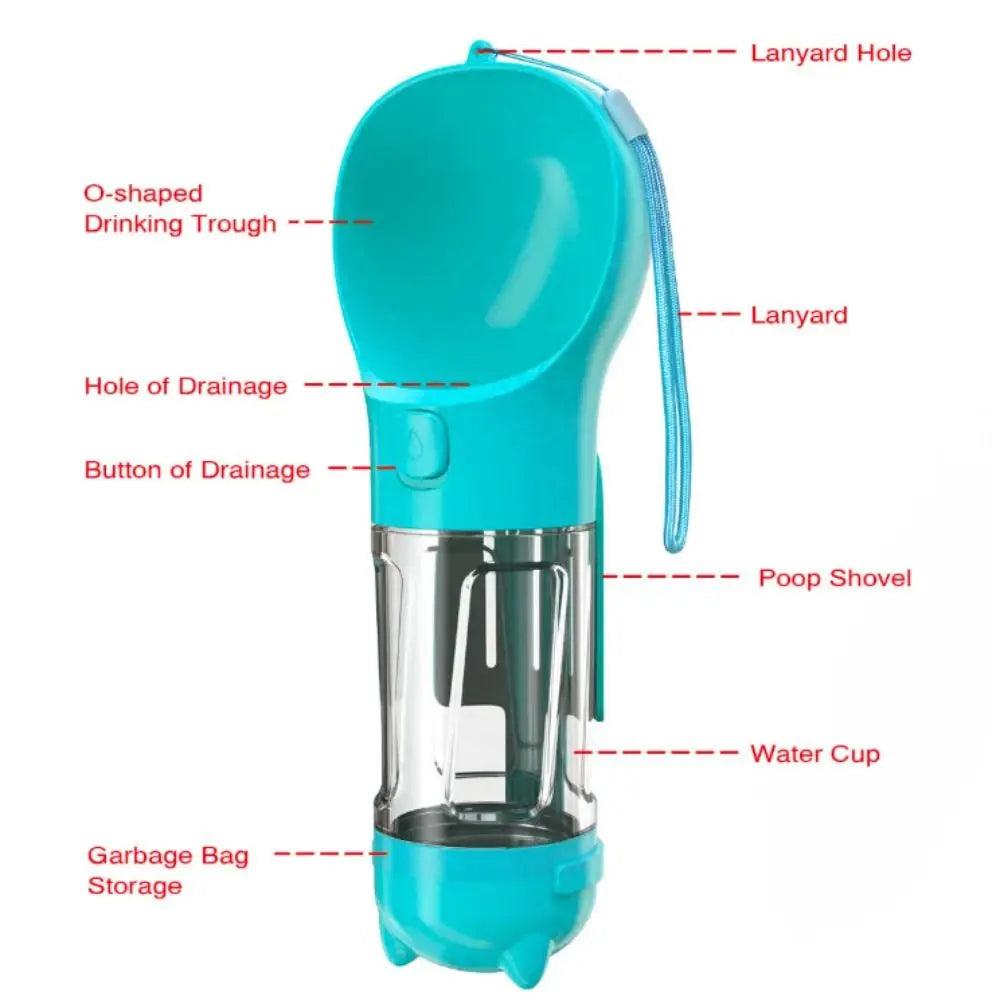 300/500ml Pet Water Food Dispenser with Trash Bag Box and Shovel 3 in 1 Pet Dog Water Bottle Leak Proof Dog Food Feeder Cat