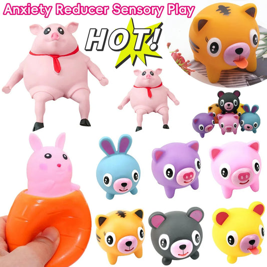 Squeeze Toys Animal Fidget Toy Anxiety Reducer Sensory Play Kids Adult Toy Soft Rabbit  Bear Tiger Pig Kawaii Cute Toy