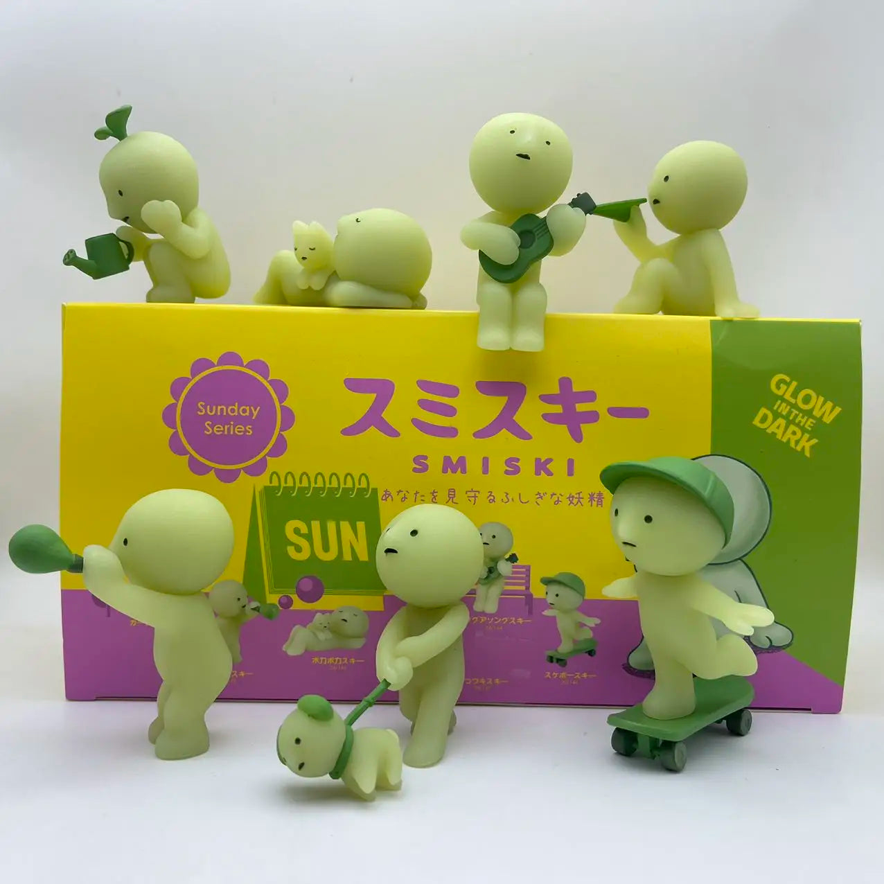 Smiski Sunday Series Blind Box Anime Figure Glow In The Dark Model Doll Desktop Ornament Collection Decor Toys Birthday Gift