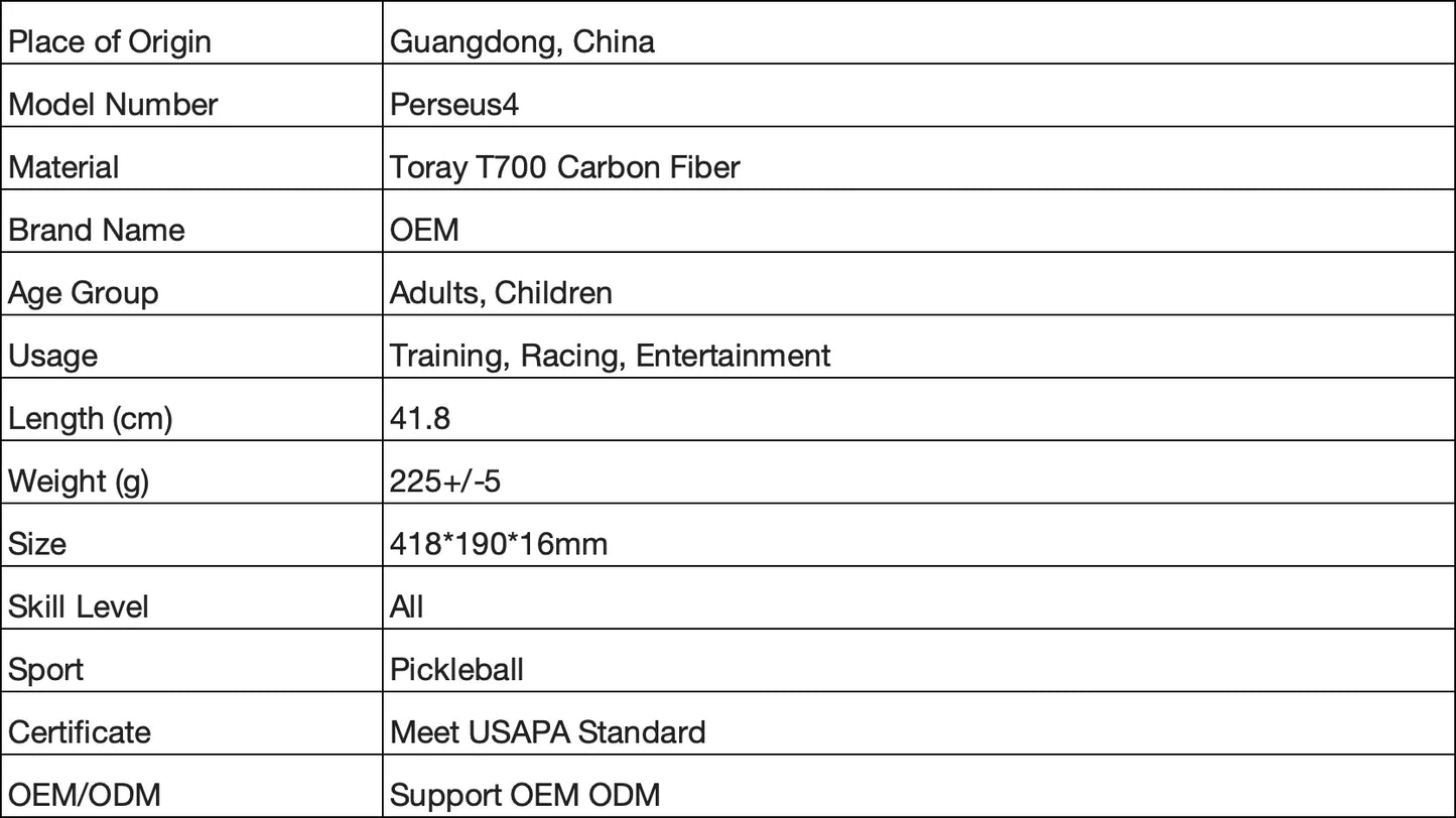 2025 Perseus4 Pro BEN JOHNS TFP Foam Fill 14mm 16mm Thickness GEN4 Core Thermoformed Toray T700 Carbon Fiber Pickleball Paddles