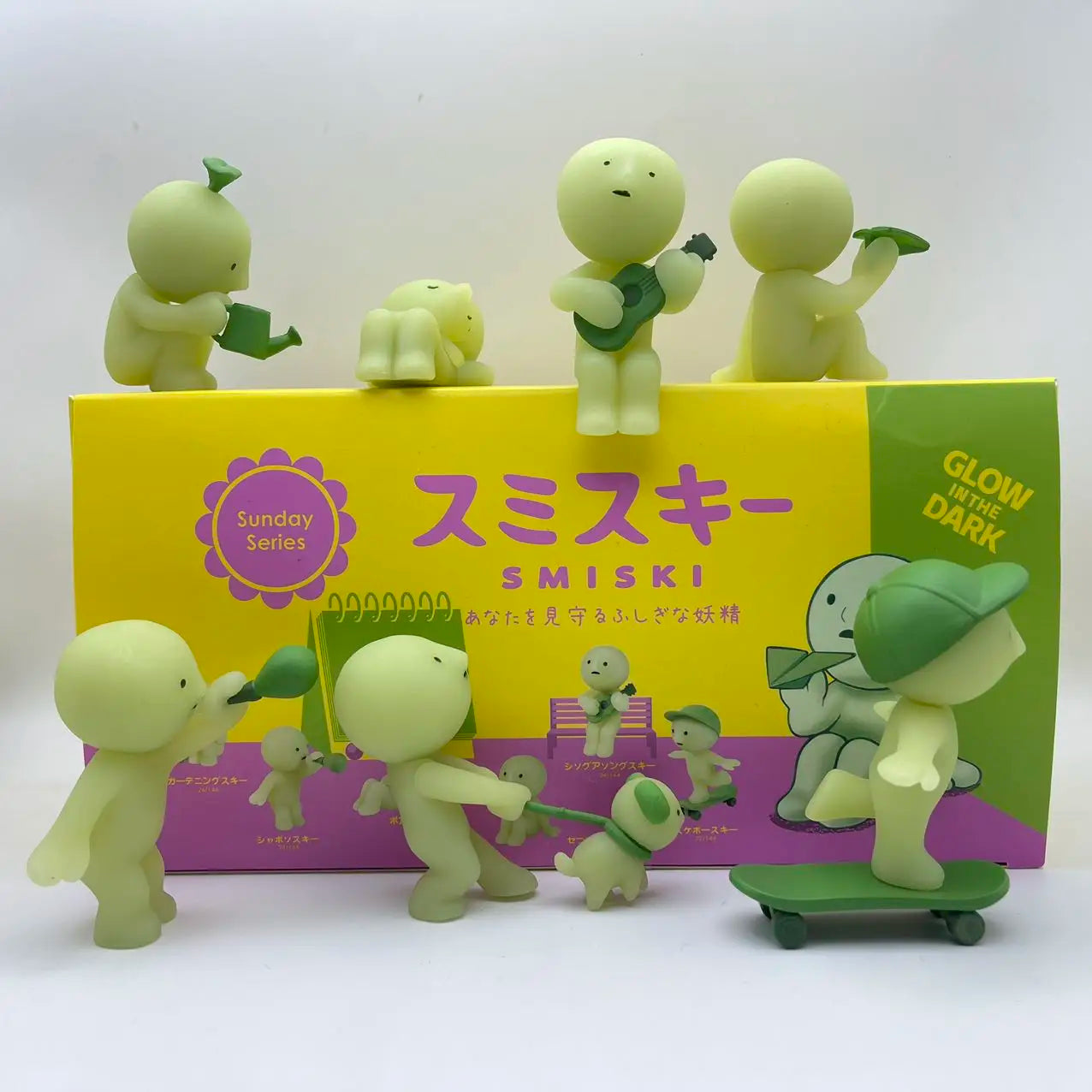 Smiski Sunday Series Blind Box Anime Figure Glow In The Dark Model Doll Desktop Ornament Collection Decor Toys Birthday Gift