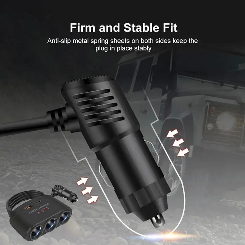 120W Car Charger Adapter 12V 24V PD QC3.0 Dual USB Socket Car Cigarette Lighter Splitter Fast Charger For Car DVR Dashcam