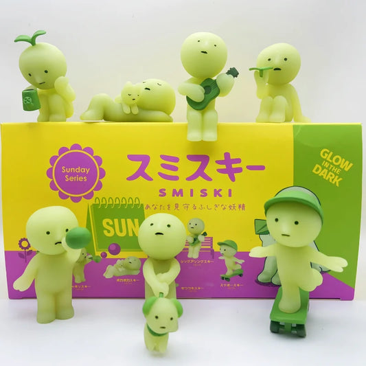 Smiski Sunday Series Blind Box Anime Figure Glow In The Dark Model Doll Desktop Ornament Collection Decor Toys Birthday Gift