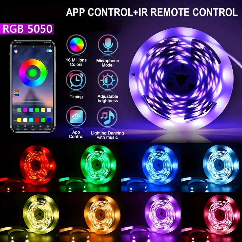 40M/131Ft Led Strip Lights APP 44Keys Music Sync Remote Control USB 5V RGB Flexible Tape for Room Decoration TV Backlight Diode