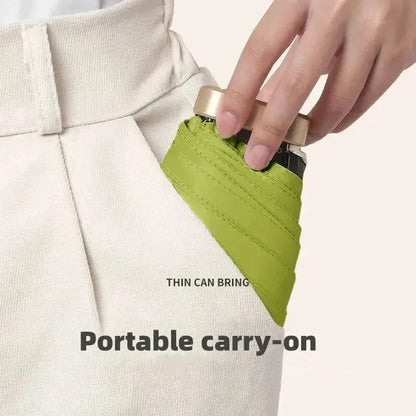 Mini Sun Umbrella Pocket Rain Umbrella Vinyl Folding UV Ultraviolet Protection Sun Shade Pocket Parasol Capsule