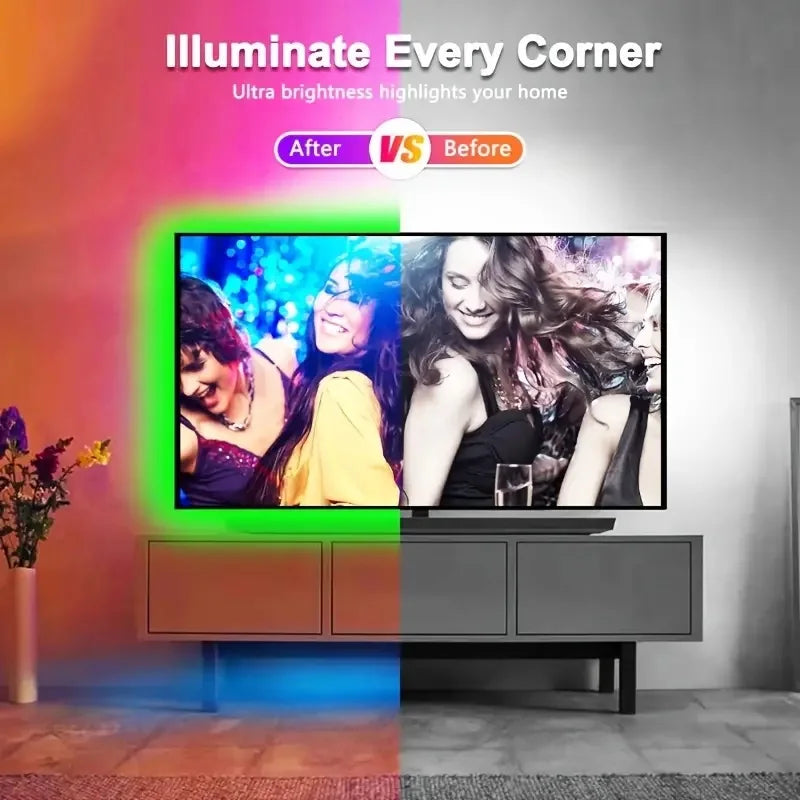 40M/131Ft Led Strip Lights APP 44Keys Music Sync Remote Control USB 5V RGB Flexible Tape for Room Decoration TV Backlight Diode