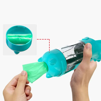 300/500ml Pet Water Food Dispenser with Trash Bag Box and Shovel 3 in 1 Pet Dog Water Bottle Leak Proof Dog Food Feeder Cat