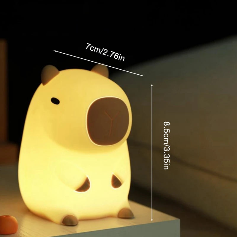 Cute Cartoon Capybara Night Light Battery Dimming Sleep Night Lamp for Children's Room Decor