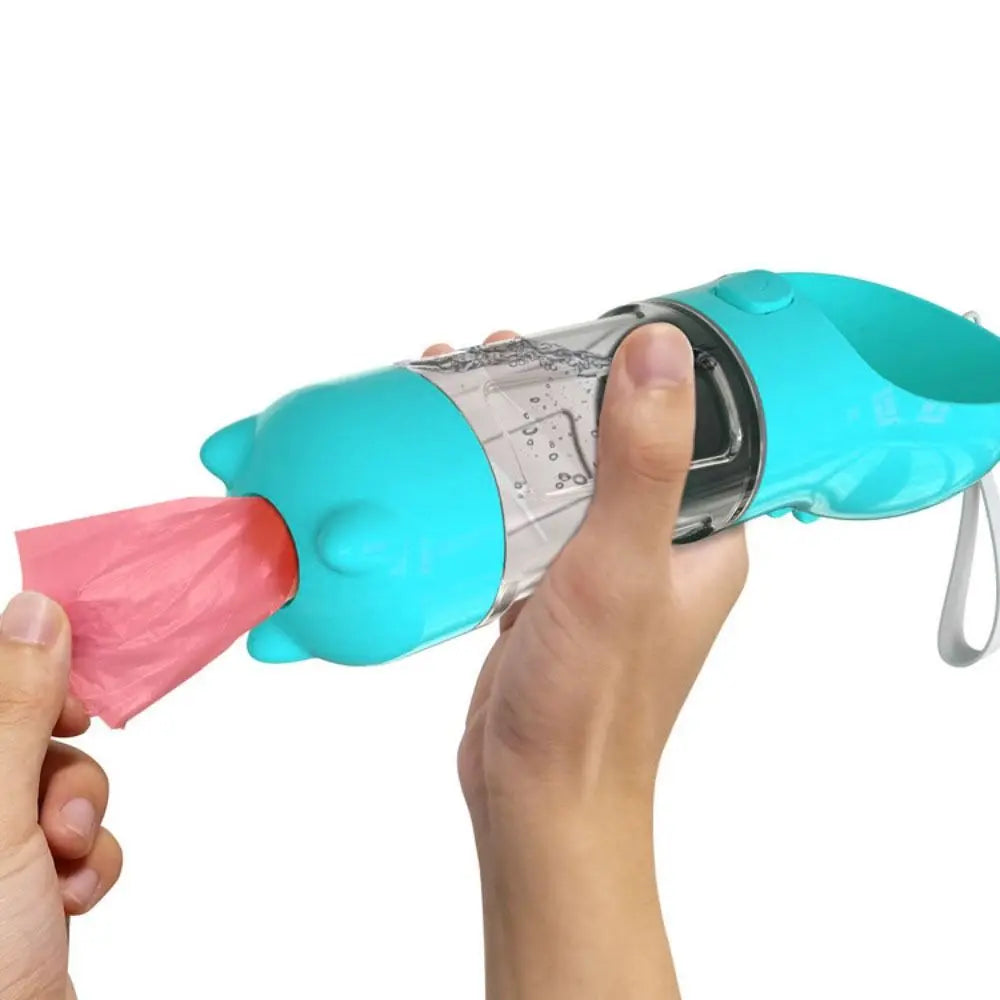 300/500ml Pet Water Food Dispenser with Trash Bag Box and Shovel 3 in 1 Pet Dog Water Bottle Leak Proof Dog Food Feeder Cat